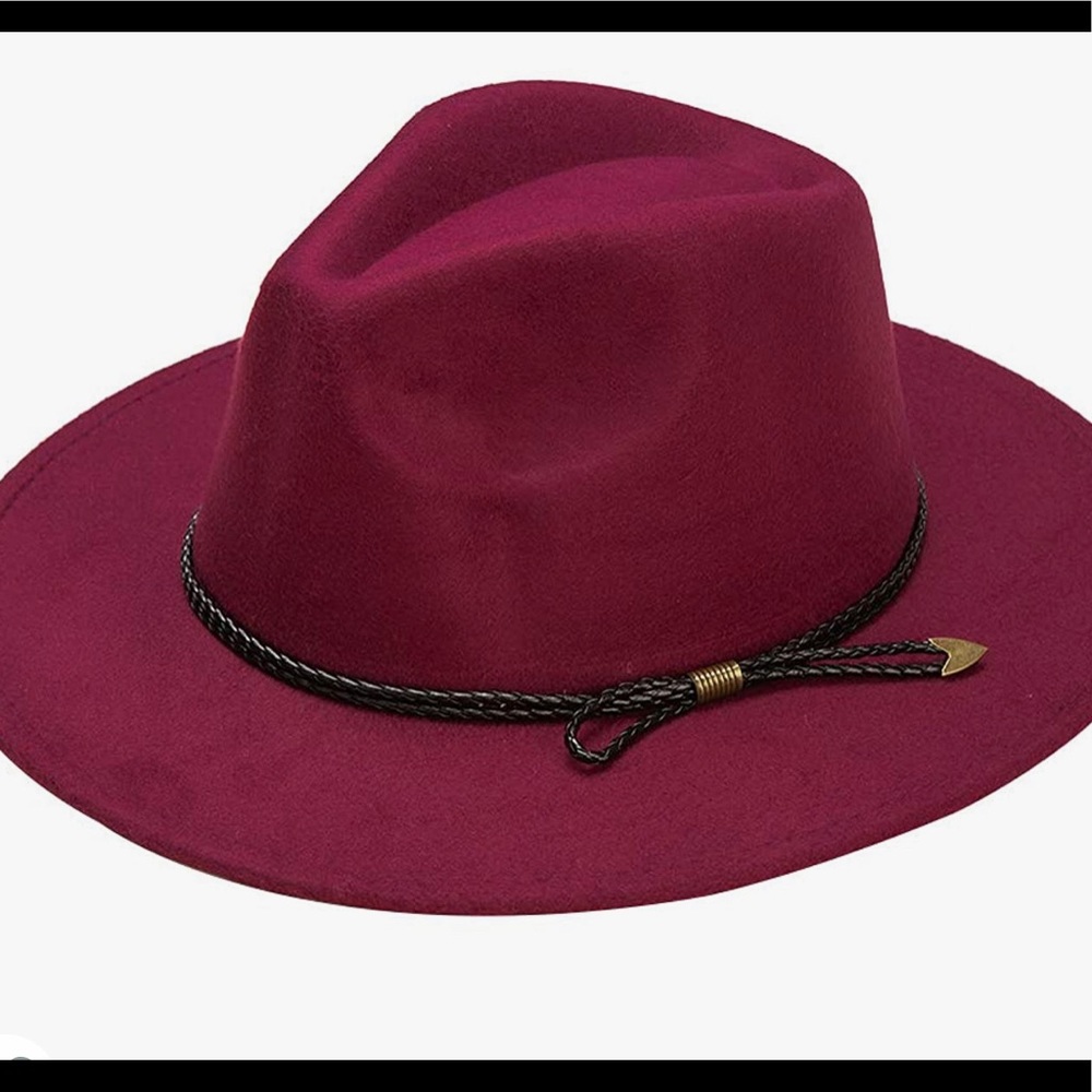 Wide Brim Fedora Hats for Women Felt Hat with Belt Buckle Floppy Panama Hat Top